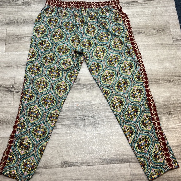 Blue Epic Bohemian Artsy Hippie Coastal Flowy Pocket Pants Yoga Joggers - Picture 4 of 13